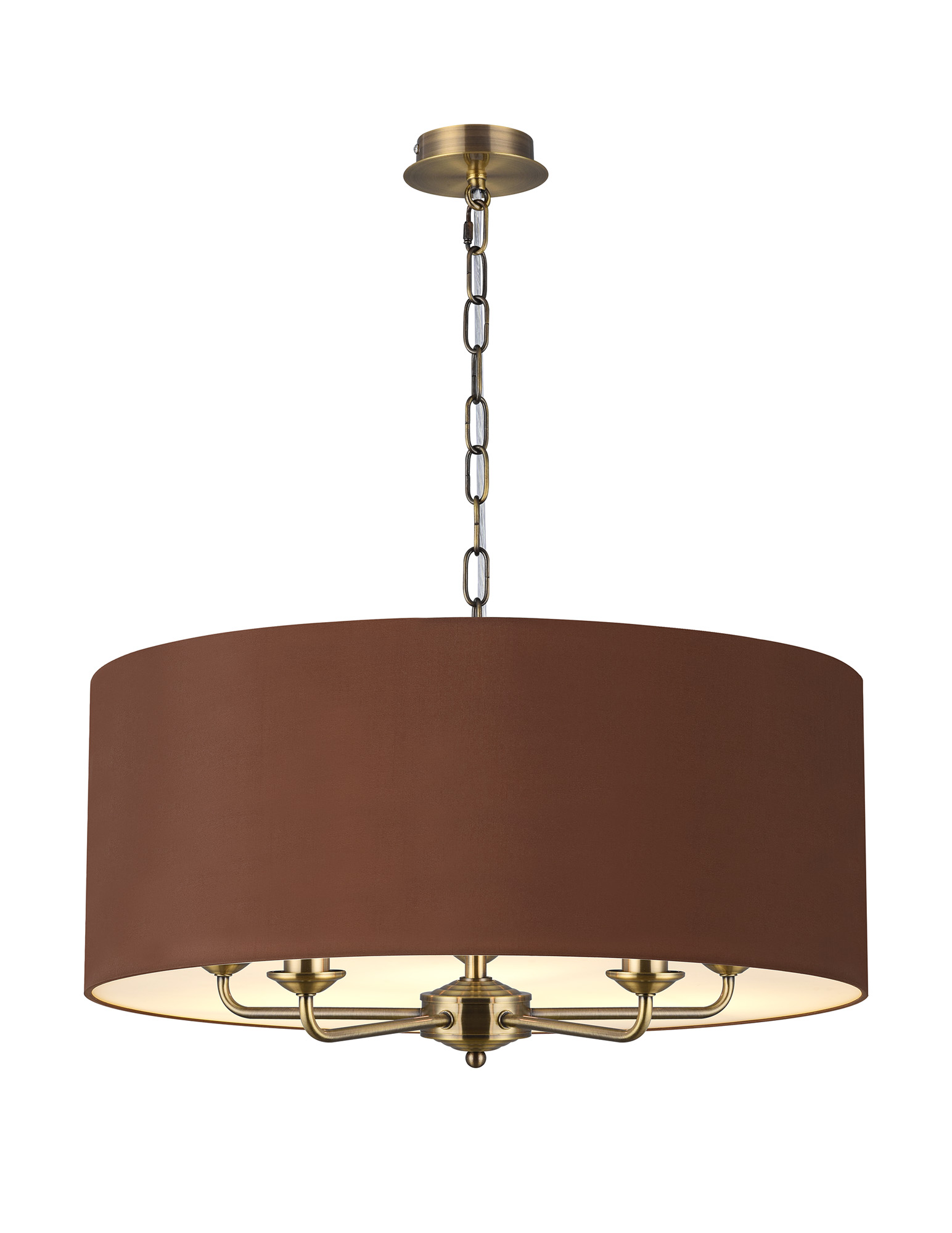 DK0665  Banyan 60cm 5 Light Pendant Antique Brass, Raw Cocoa/Grecian Bronze